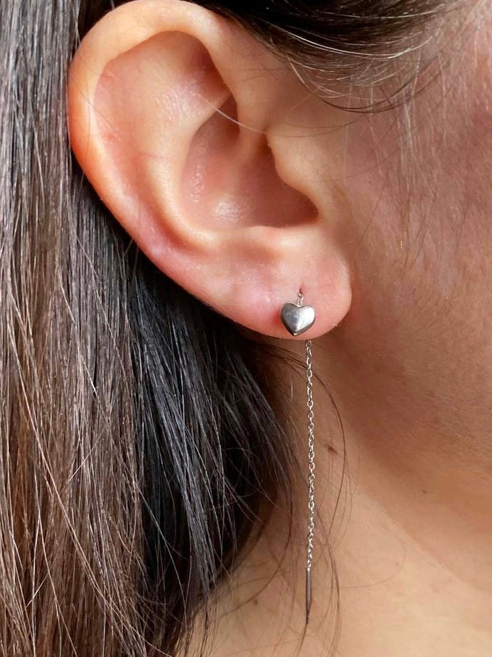 Orecchini Saliscendi Cuore mini - Apparel & Accessories > Jewelry > Earrings - Genesi Gioielli