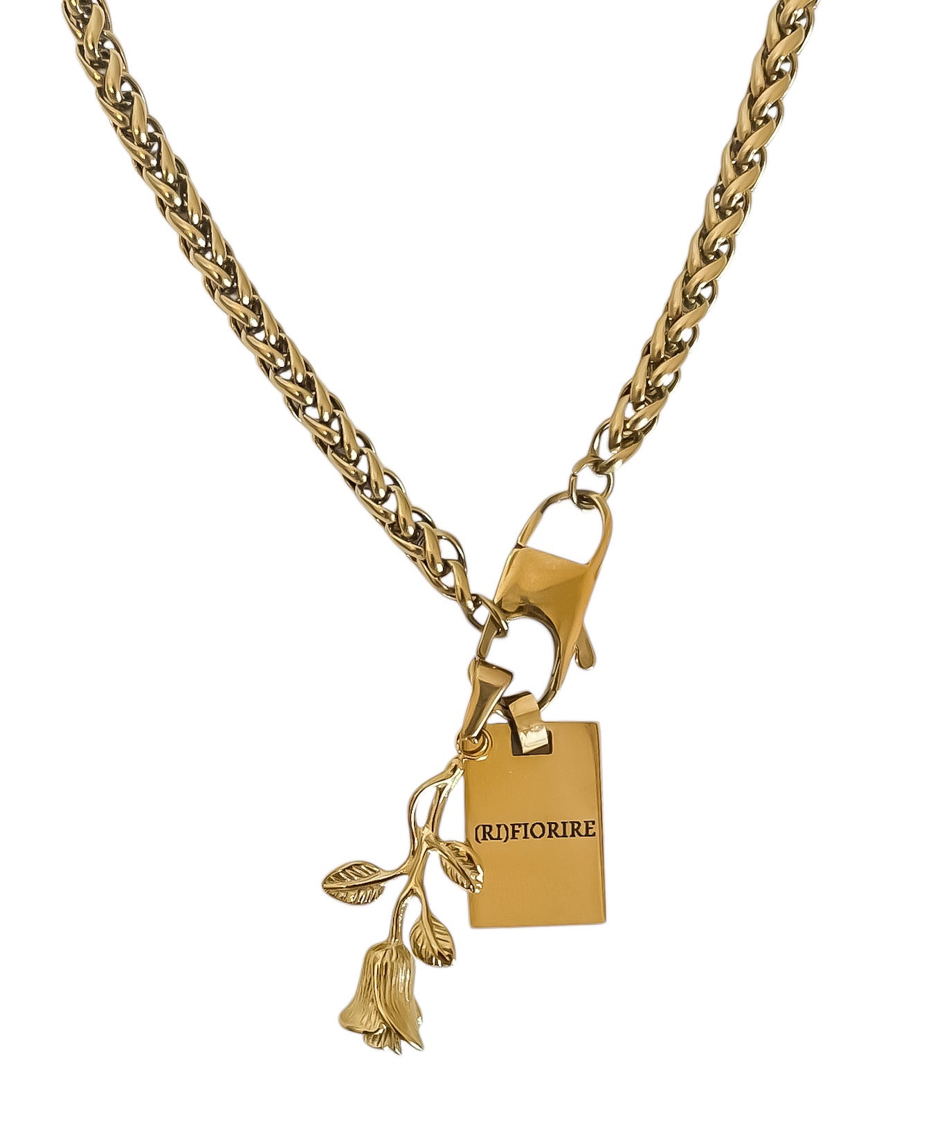 Collana in oro rosa con zaffiro rosa e diamanti - GIOIELLERIA ROMA