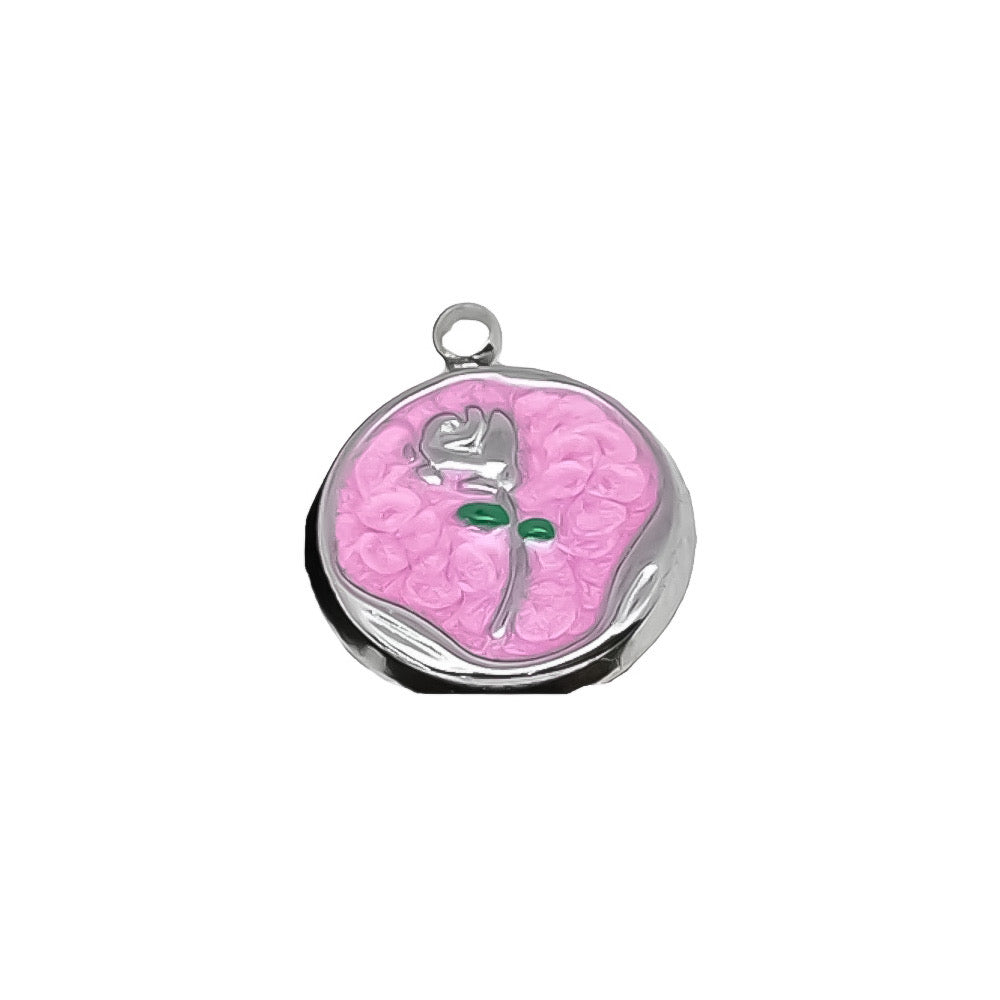 Ciondolo Medaglietta Rosa Summer - Apparel & Accessories > Jewelry > Charms & Pendants - Genesi Gioielli