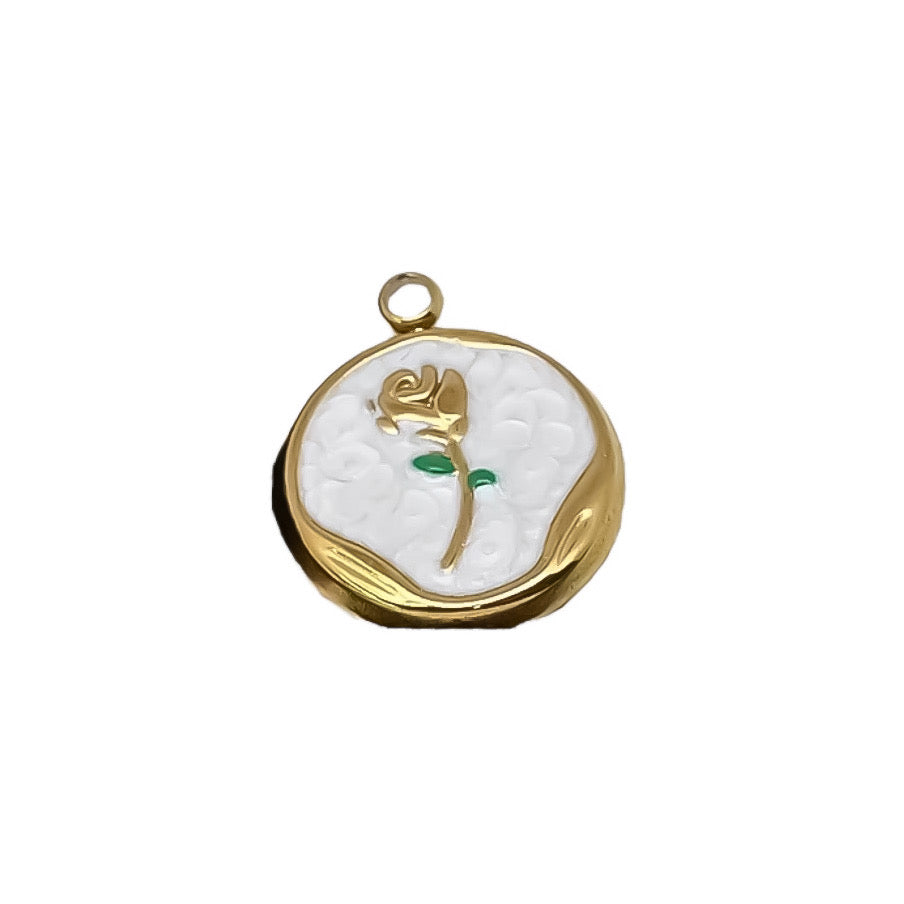 Ciondolo Medaglietta Rosa Summer - Apparel & Accessories > Jewelry > Charms & Pendants - Genesi Gioielli