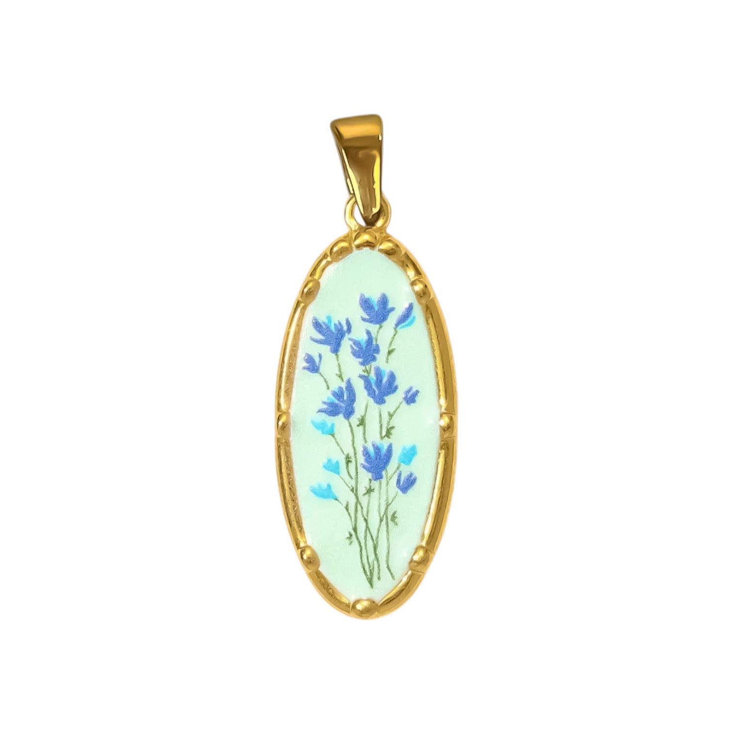 Ciondolo Cornice Di Fiori Blu